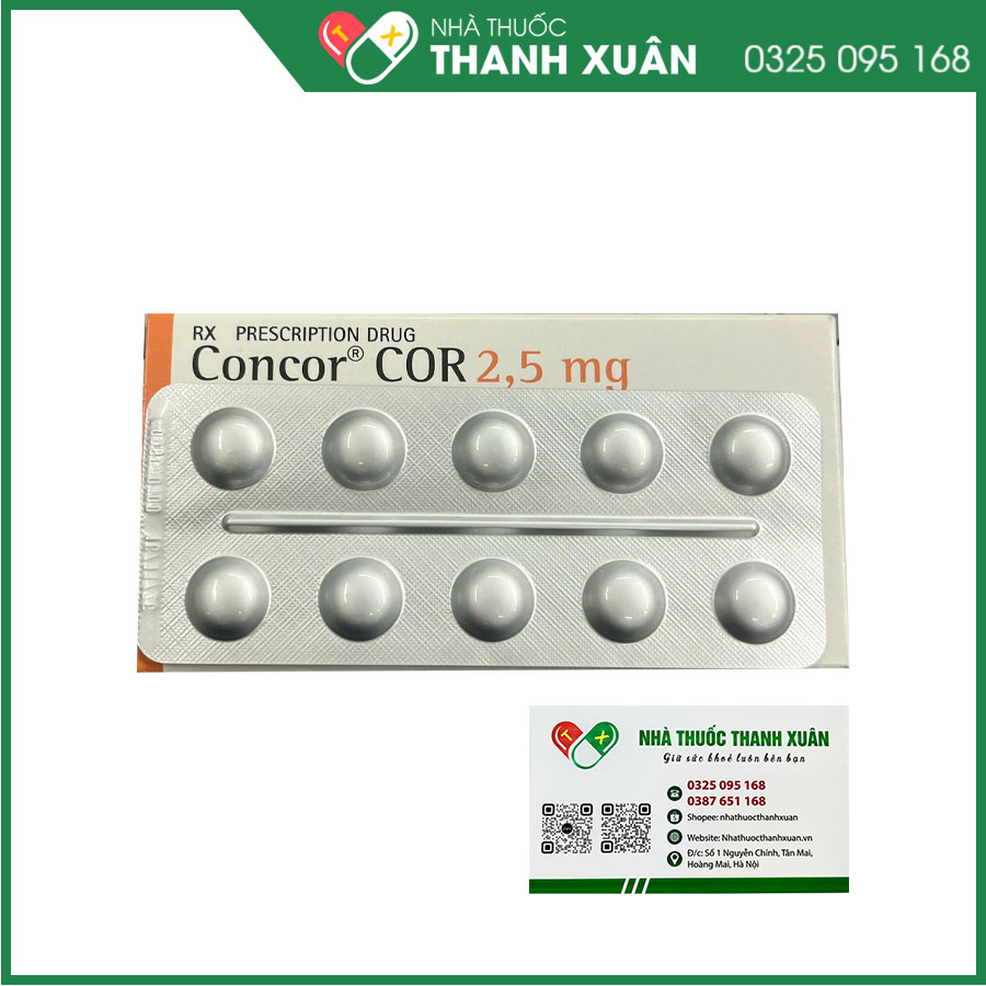 Concor 2,5mg điều trị tăng huyết áp, bệnh mạch vành, bệnh suy tim mạn tính ổn định